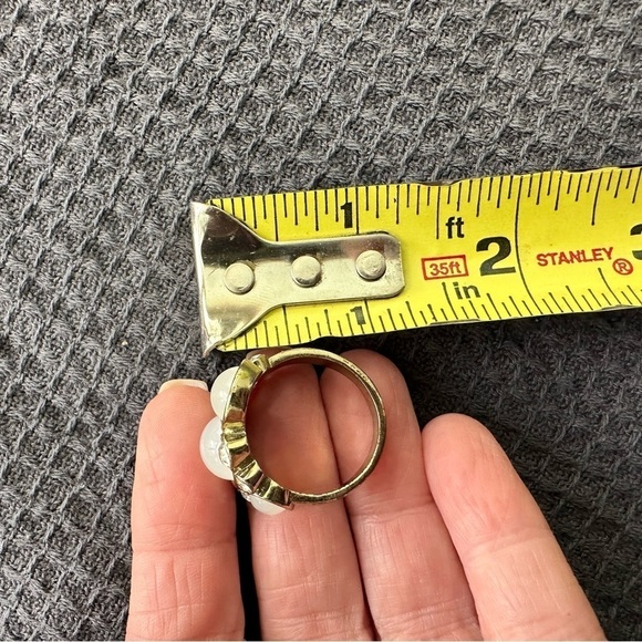 🎉Great Cocktail Ring! gold with Pearly & Crystal - Picture 2 of 6